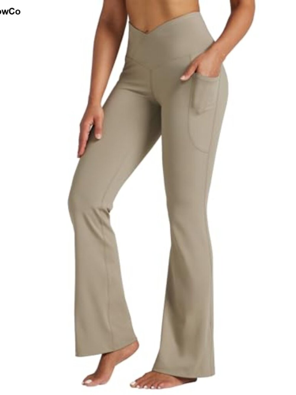 Women's Flare Leggings Crossover High Waist Bootcut Yoga Pants with Pockets 29"